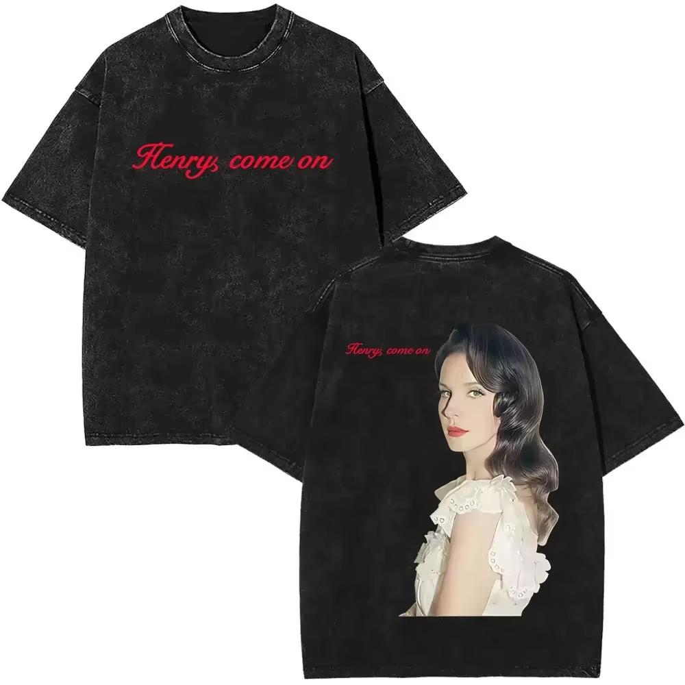 T-shirt Grafica Lana Del Rey Occhi Vintage Lavata Uomo Donna Moda T-shirt Oversize a Maniche Corte Maschile Casual Cotone