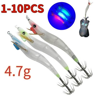 Luminous Lure Octopus Cuttlefish Fishing Bait Simulation with Squid Jig Hook Lure Hook Fishing Tackles Wood Shrimp Squid Lures
