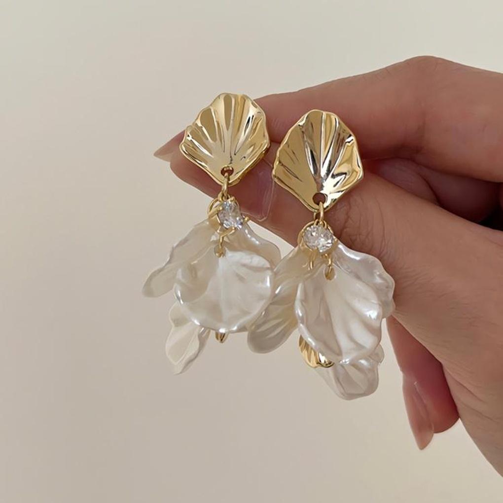 Women's 925 Silver Mother-of-Pearl Tassel Earrings