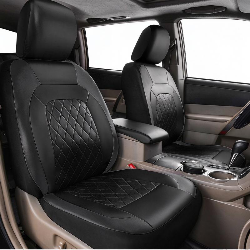 Universal Car Seat Covers PU Leather Rhombus Quilted Stitch Line Auto Seat Cushion Protector