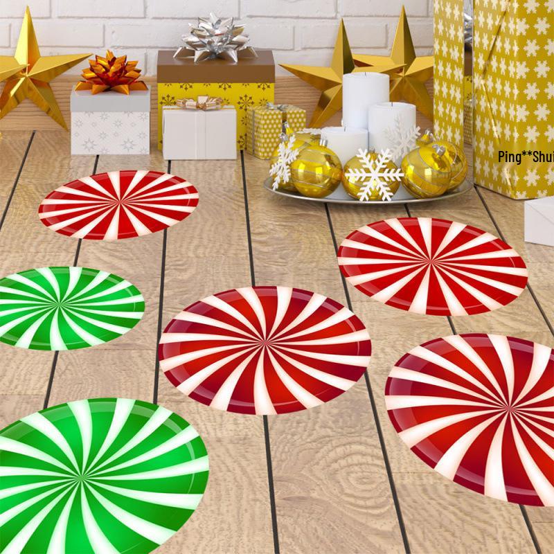 Festive Christmas Candy Cartoon Stickers for Home and Wall Decor