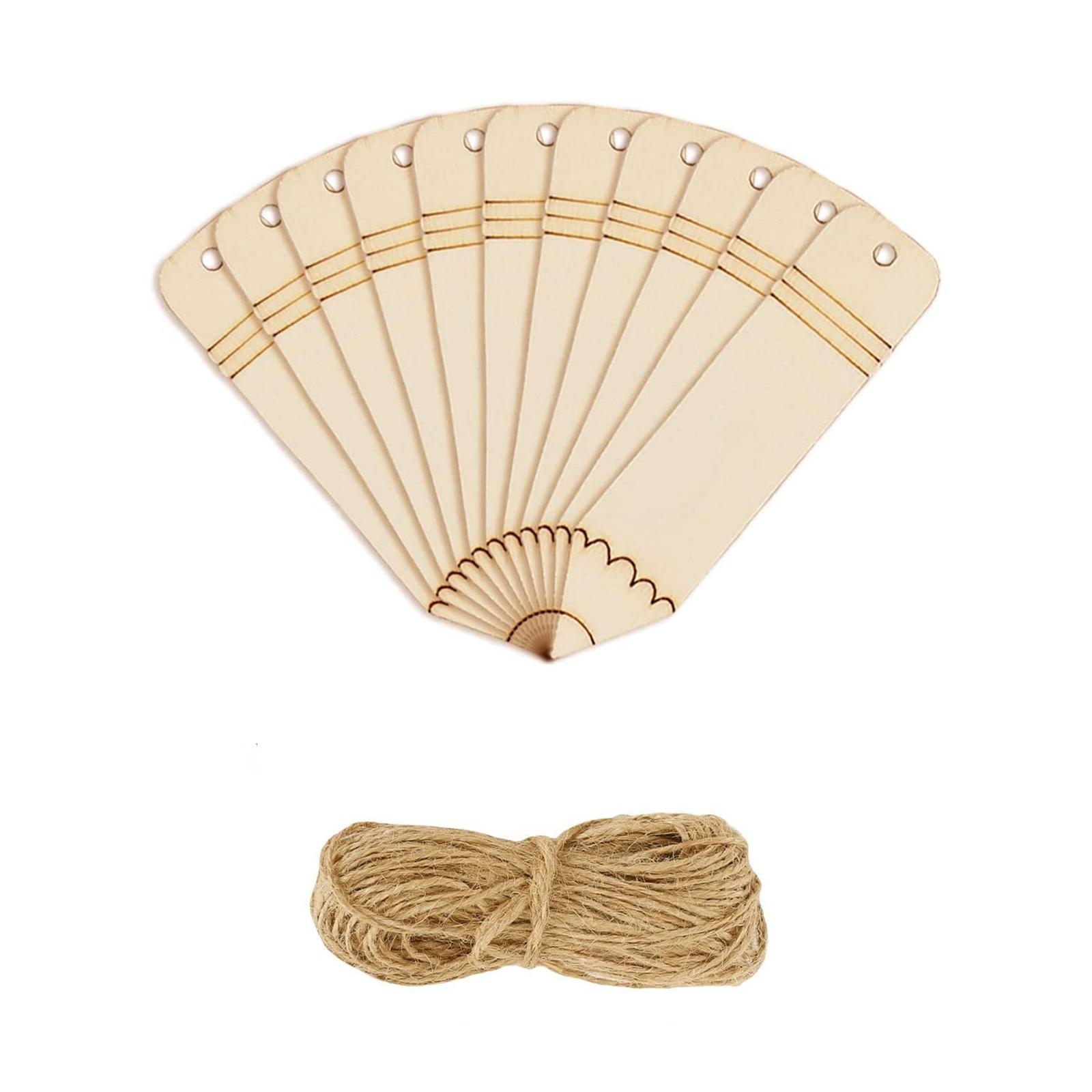 

10pcs Wooden Blank Pencil Shaped Bookmarks DIY Unfinished Hollow Hemp Rope Tags One Size жовтий