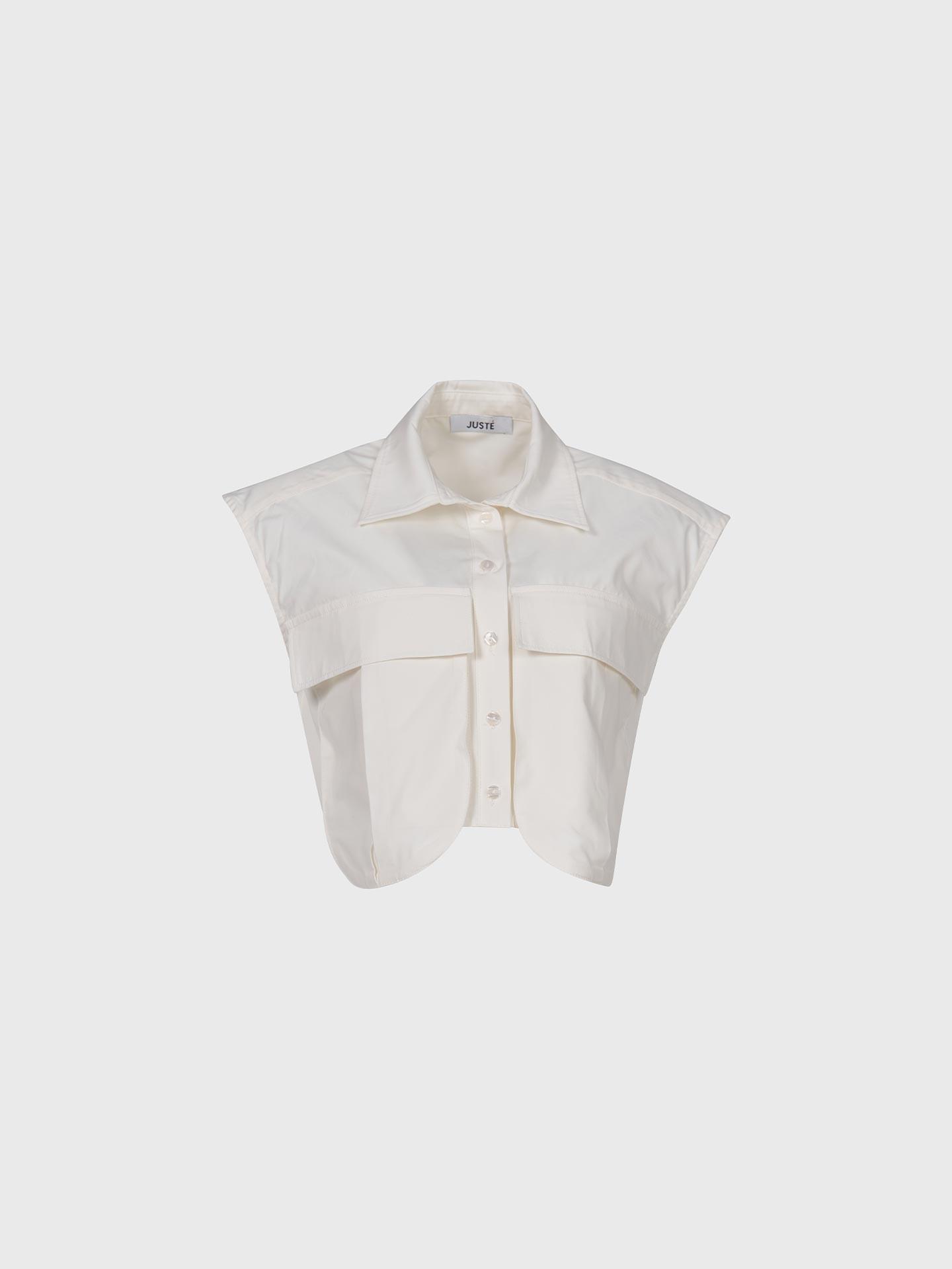 

Укороченная рубашка из поплина цвета экрю с карманами 34 разноцветный