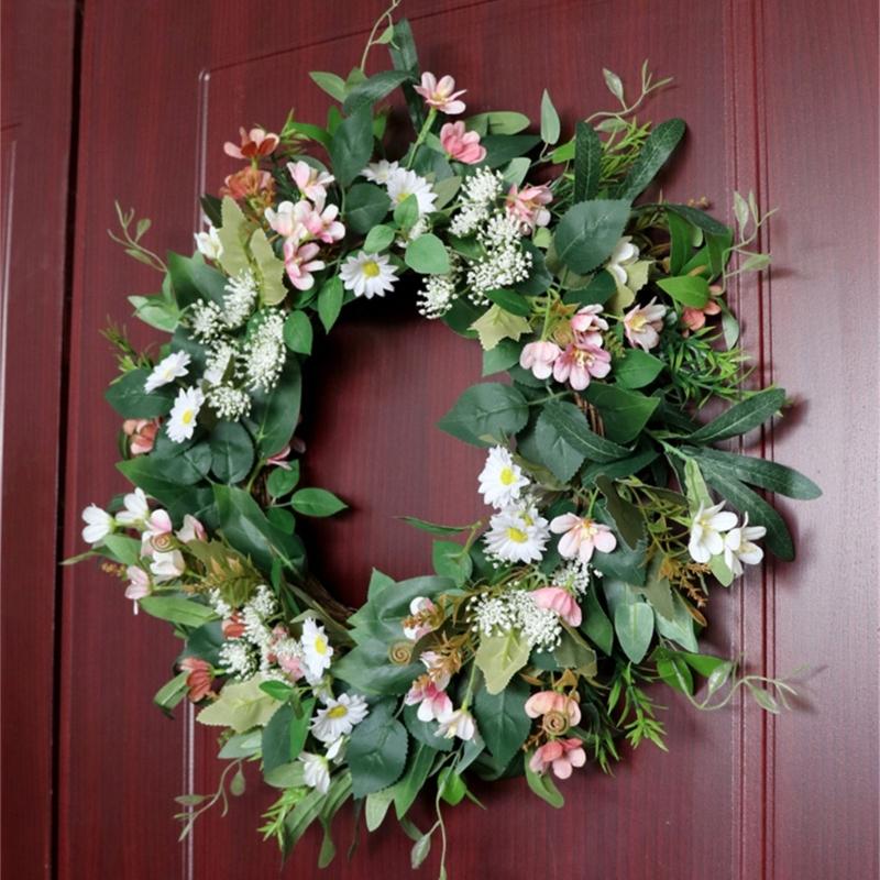 Artificial Flower Wreath Spring Wreath Decoration for Front Door Farmhouses Garden for Wedding Party Home Decoration