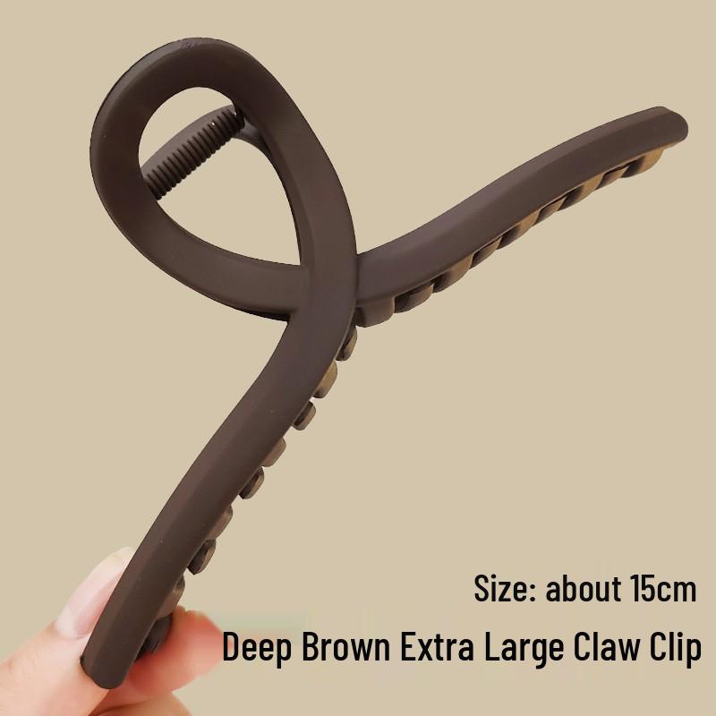 Premium Coffee-Colored Frosted Hairpin - Large All-Match Shark Clip for Elegant Hairstyles