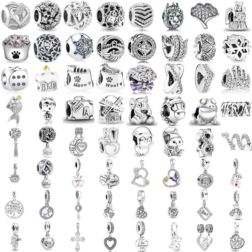 New 925 Silver Angel, Bird, Flower, Cross, Firefly Bead Pendant Beads European Bracelet DIY Accessories Fine Jewelry