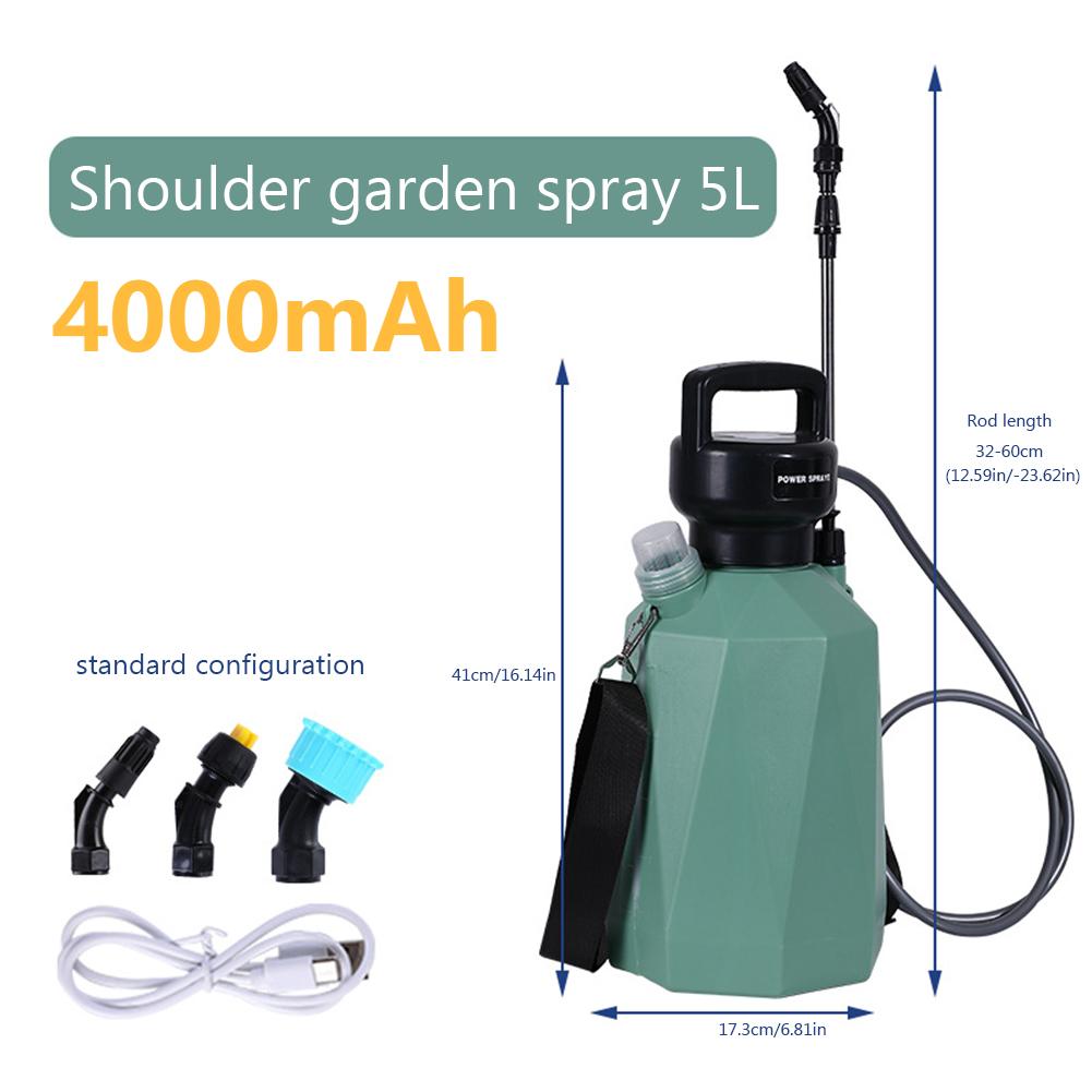 5L Electric Sprayer Rechargeable Automatic Atomization Plant Sprayer Gardening Irrigation Sprinkler Shoulder Type Watering Can