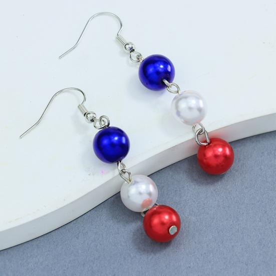 Lightweight Statement Earrings 1 Pair Independence Day for Women, Red White Blue Beads Dangle Drop Festival Party Accessories Earrings, 4th