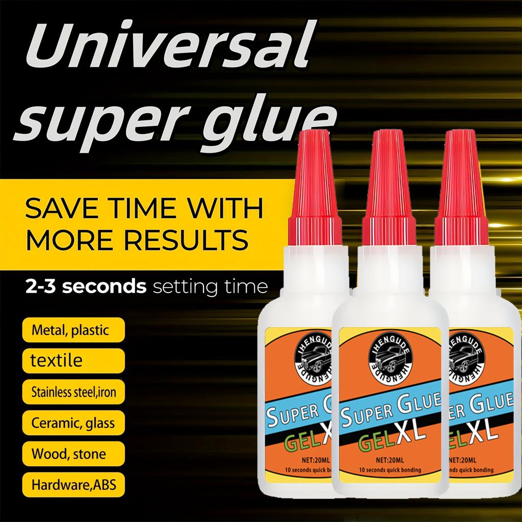 Super Strong Quick-Drying Glue - Fast Bonding In 10 Seconds, Multi-Purpose Adhesive Suitable for Plastic/Metal/Wood/Ceramic/Glass,
