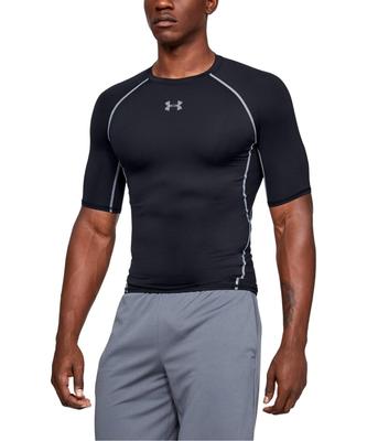 [Under Armor] Προπονητική Βασική Στρώση UA Heat Gear Armor Μπλουζάκι Κοντομάνικο Ανδρικό ΜαύροΑτσάλι L