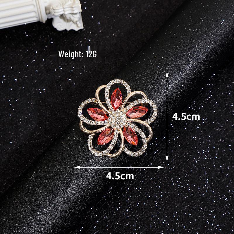 Exquisite Women's Red Flower Brooch – Niche Design, High-End Suit Accessory
