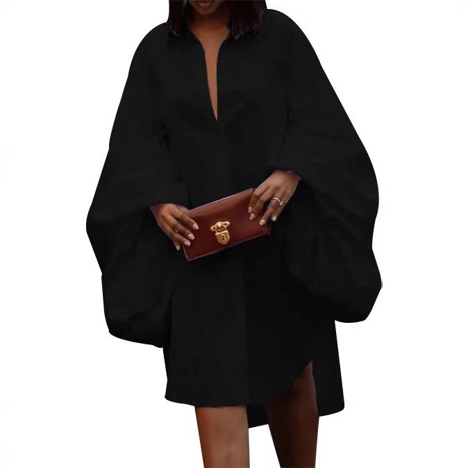 TD2811 Cross-border Autumn Winter Women's Loose Slimming Short Skirt Long Sleeve Split Dress