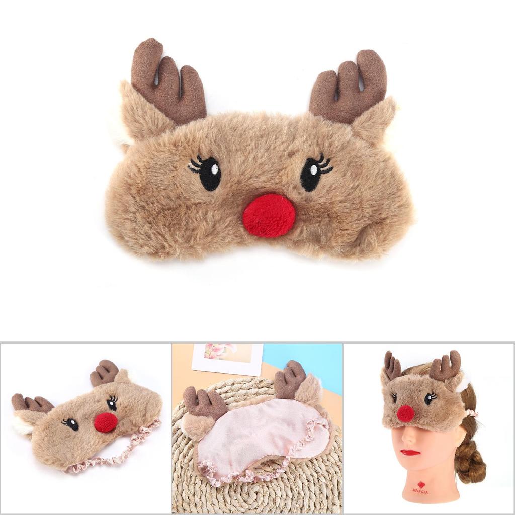 5 Colors Cute Animal Eye Cover Sleeping Mask Christmas Deer Winter Carton Nap Eye Shade Mask