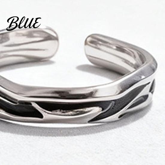 Couple Ring Thin Adjustable Open Band Stainless Steel Minimalist Geometric