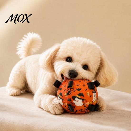 Halloween Themed Puppy Toy Squeaky Dog Chew Ball for Halloween, Bite Resistant Plush Toy, Pet Teething Interactive Small Medium Large Breeds Dogs