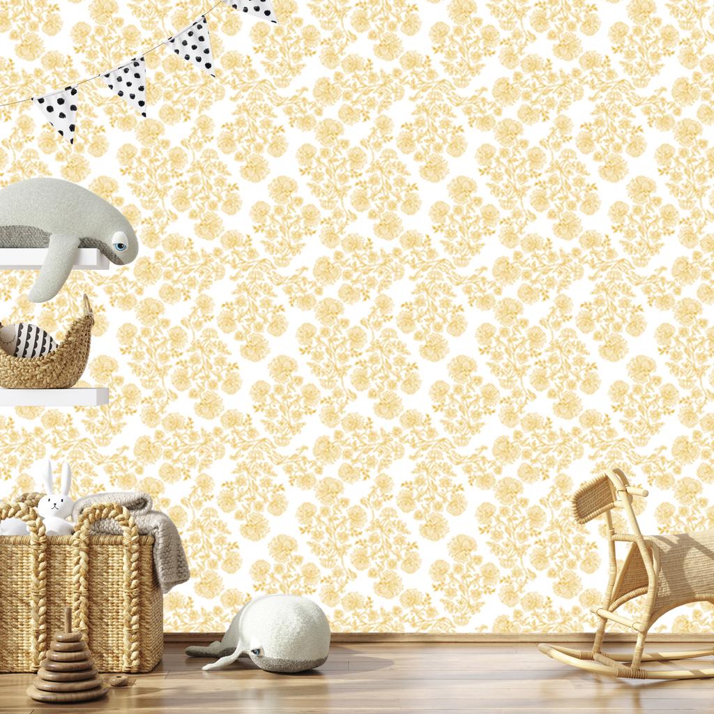 Cream Flowers Wallpaper, Small Detail for Living Room and Bedroom 50x1000