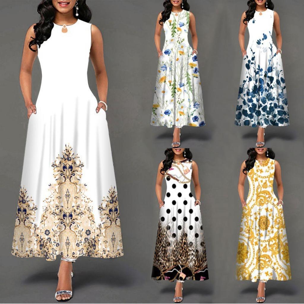2025 New Fashion Trend Dresses Spring Summer Printed Waist Dresses Fashion Women's