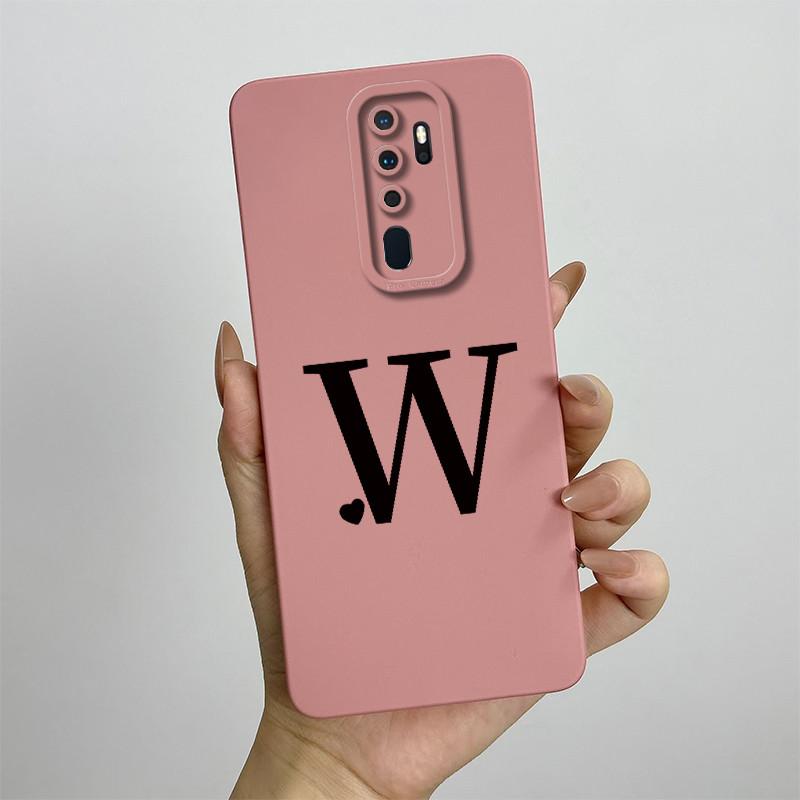 Cute Initial Letters Case For OPPO A5 (2020) Liquid Silicone Smooth Cases For OPPO A9 (2020) A11X Soft Cover OPPO A5 2020 Bag