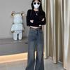 High waist straight jeans women's spring and autumn new loose drape thin narrow version micro-mop pants