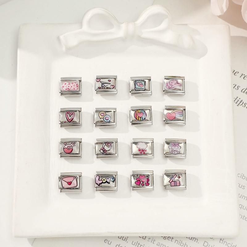 New Lovely Heart Envelope Rose Butterfly Cherry Charm Links Fit 9mm Italian Bracelet Women Men Making DIY Jewelry Gifts