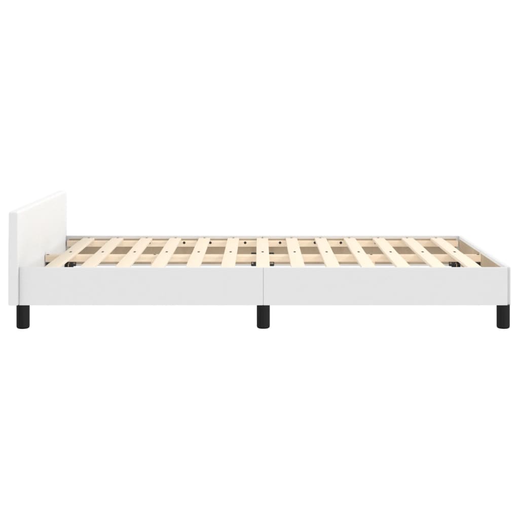 Bed Frame with Headboard White 120 X 200 Cm Faux Leather