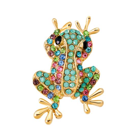 Fashion Women Frog Rhinestone Inlaid Brooch Pin Clothes Decoration Jewelry Gift