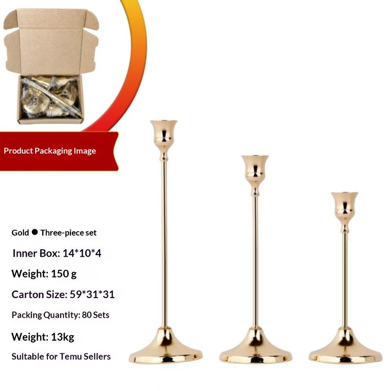 3Pcs Metal Candle Holder Simple Candlestick For Wedding Party Candlelight Dinner