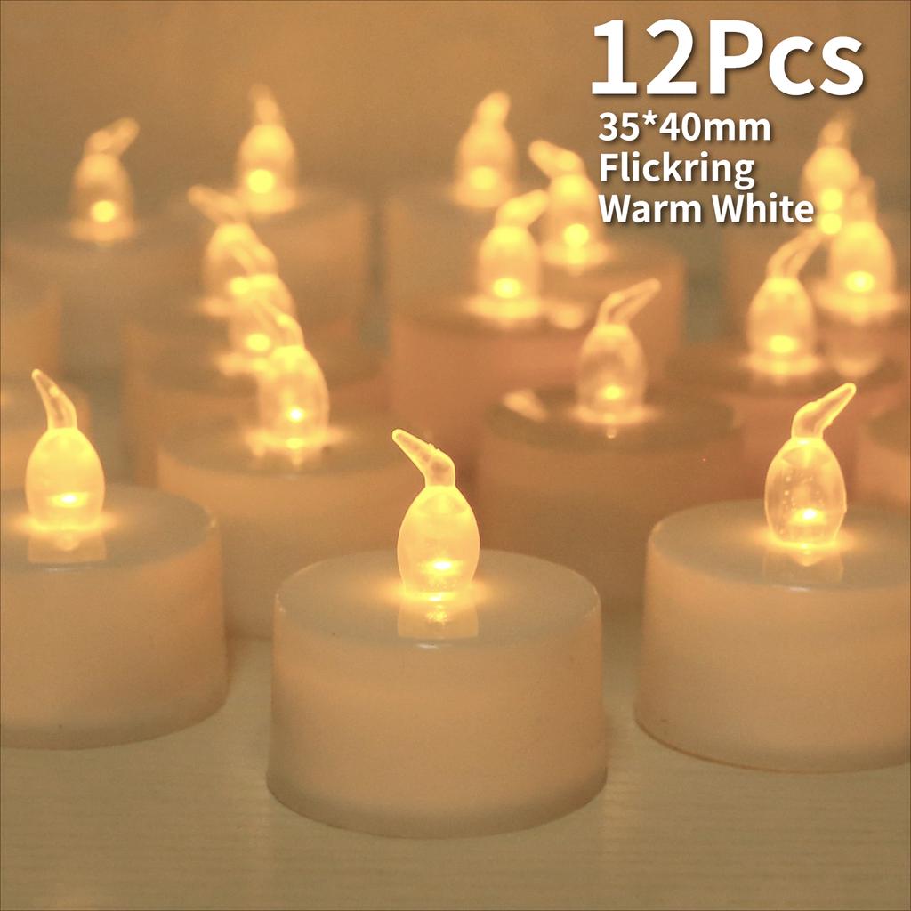 12/24pc Flameless LED Candle with/without Remote control Lighting Flickering Flame Tea Light for Halloween Christmas Home Decor