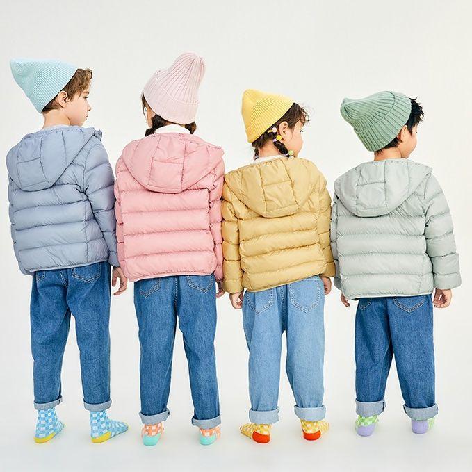 Fall and Winter Children's Light Paragraph down Jacket Children's Jacket Boys and Girls Big Boy Hooded White Duck down Jacket