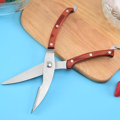Küchenschere mit Holzgriff, Hühnerknochenschere, Küchen-Lebensmittelklammer, Lebensmittelschere, Knochenschnitt