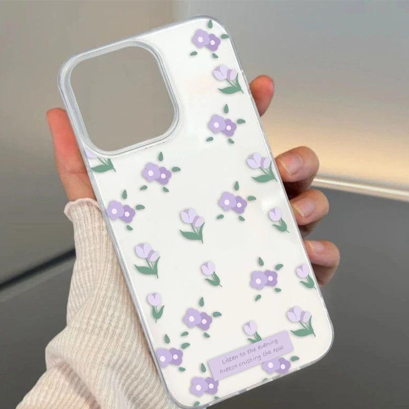 The New IMD White Background Is Suitable for Apple 16ProMax Mobile Phone Case iPhone17/14Pro/15 Hard 13 Full Screen Flower