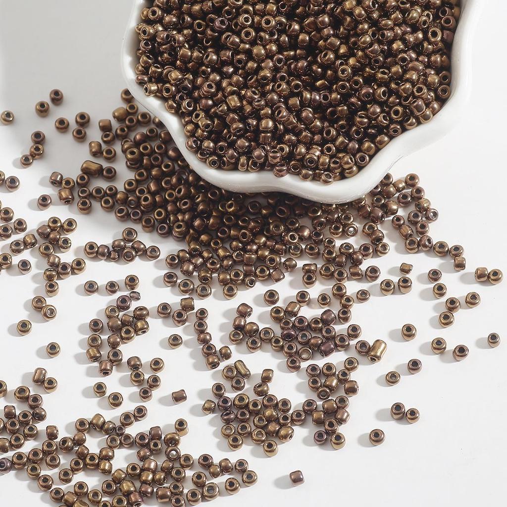 2/3/4mm Metal-Colored Glass Rice Beads for DIY Jewelry Making