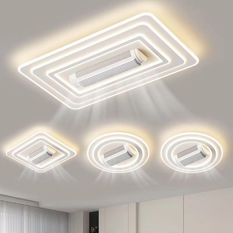 

2024 Smart Full Spectrum Ceiling Light with Voice-Controlled Leafless Fan Round with Tmall Genie Voice