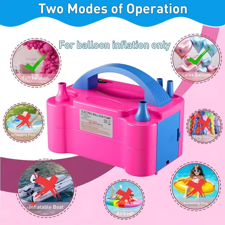 Double Nozzle Electric Balloon Inflation Pump, 600W Portable Balloon Pump for All Balloon Arch Party Birthday Wedding Decoration