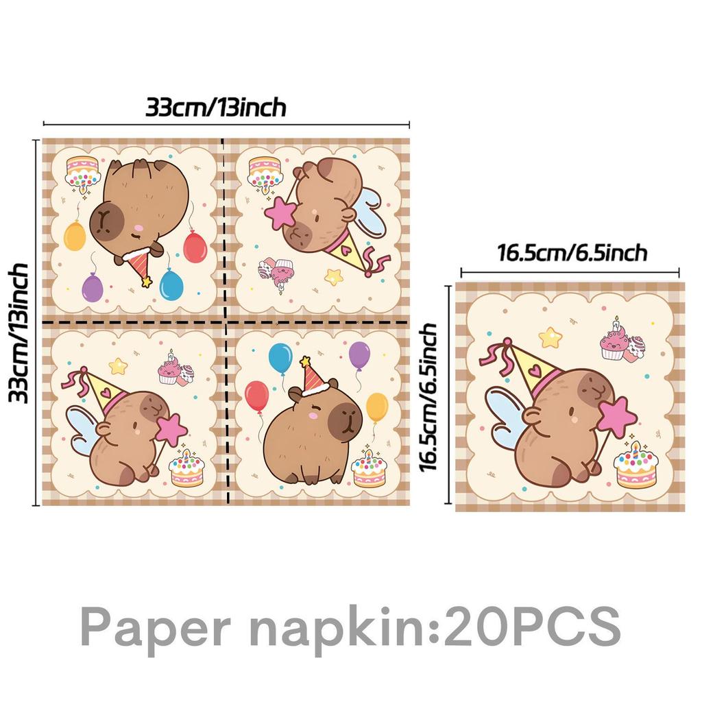 Capybara Party Tableware Set: Cute Disposable Tablecloth, Plates & Cups for Birthdays