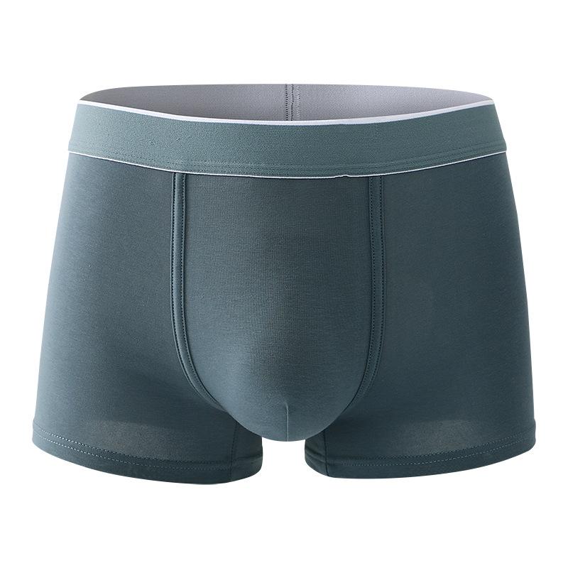Men's Spring and Summer New Solid Color 10A Antibacterial Mid Waist Flat Angle Underwear