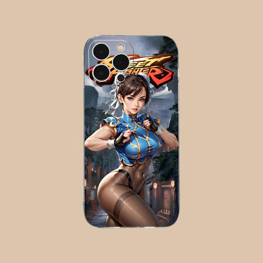 

Street Fighter Chunli Phone Case for iPhone 17 16 15 14 13 12 11 X XR XS Air Pro Max Plus Mini Clear Colorful Cover Cover Luxury iPhone17
