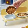 Love-heart Double Bowl Cat Bowl Stainless Steel Dog Water Bowl Cat Feeder Bowl  for Puppy and Cat