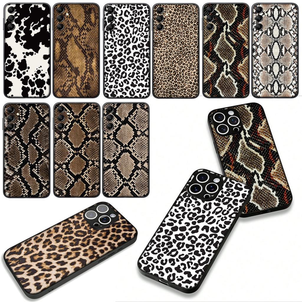Cover for Samsung Galaxy A36 A17 A26 A07 A35 A54 A53 A13 A33 A34 S8 S9 S20 S21 FE S10 Plus Phone Case Leopard Cow Print Snake