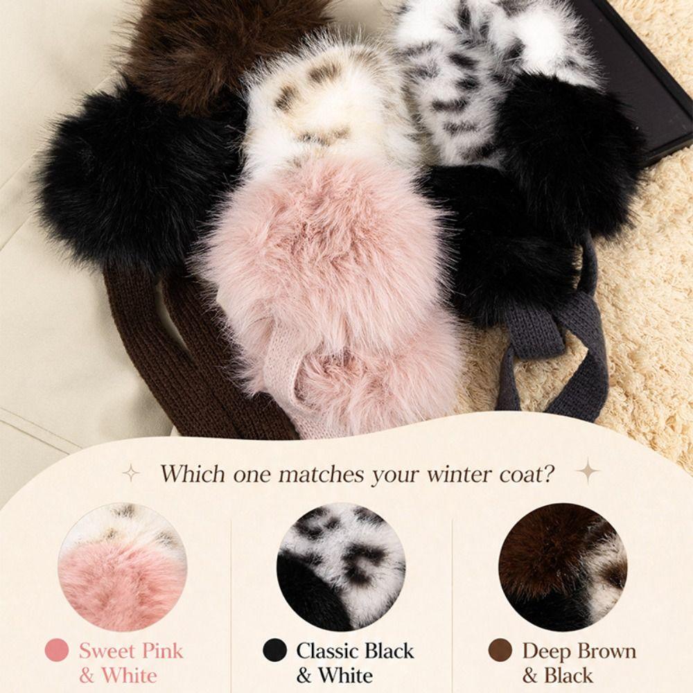 Foldable Leopard Print Earmuffs Thickened Plush Plush Ear Cover  Outdoors
