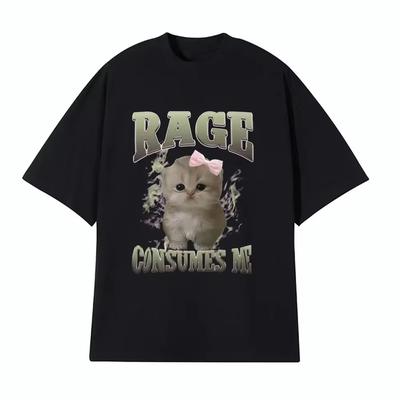 Wściekłość mnie pochłania Śmieszne Prezenty Kot Meme Koszulka Unisex Moda Kawaii Koszulki Krótki Rękaw Codzienne Koszulki Damskie Ubrania Y2K