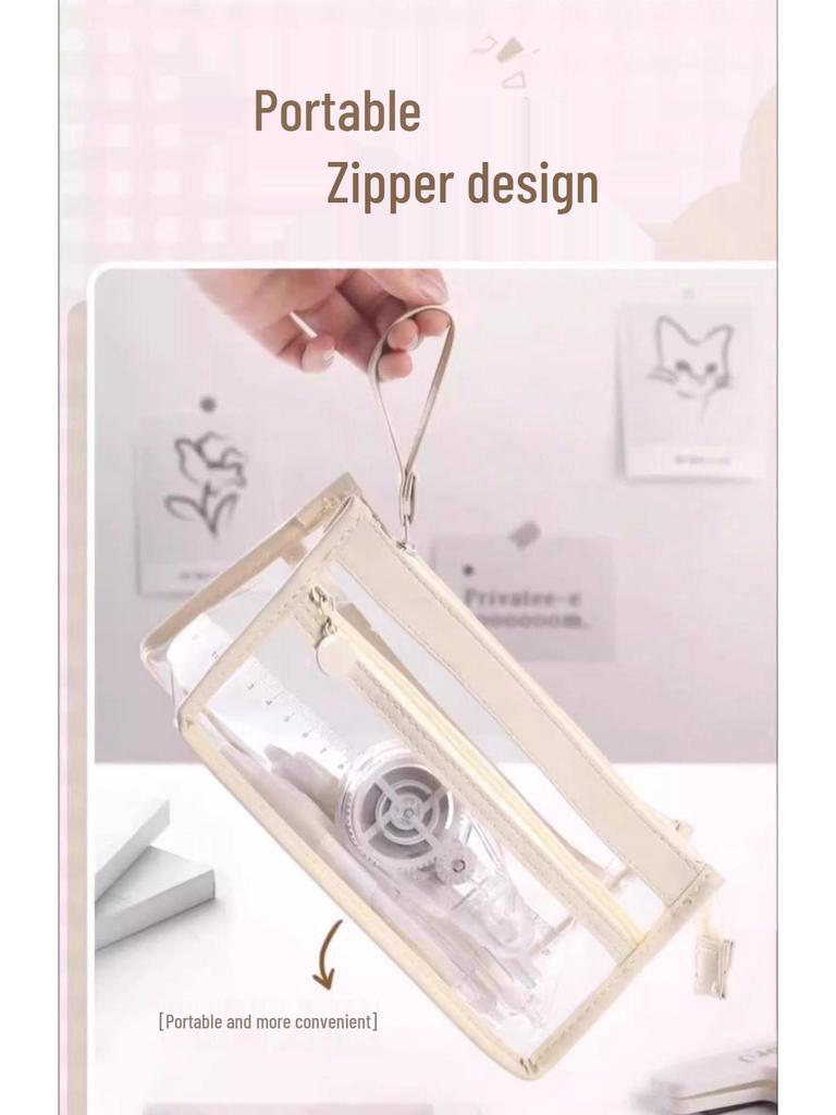 High-Capacity Transparent Pencil Case for Exams, Multipurpose Makeup Bag, Convenient Stationery Organizer