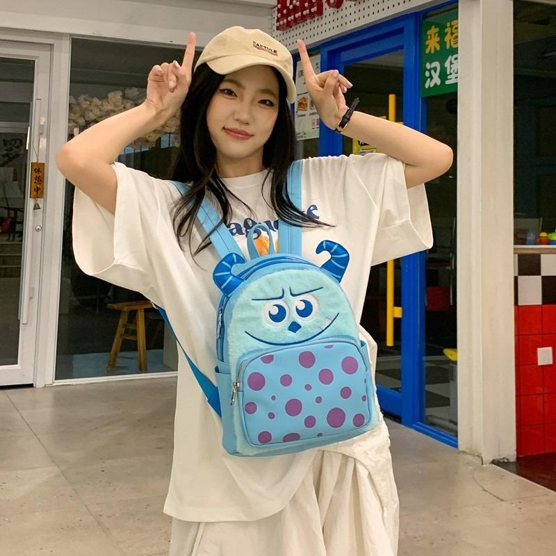 High Value Purple Little Monster Academy Style Backpack Girls Storage Casual Cute Backpack Cartoon Schoolbag