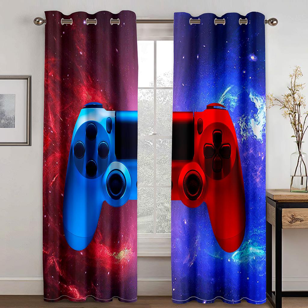 

Kids Favorite Gamepad Curtains 2 Panel Boys Favorite Video Game Controllers Curtains Room Bedroom Decor Curtains 50W130H(CM)X2PCS&Grommet Top