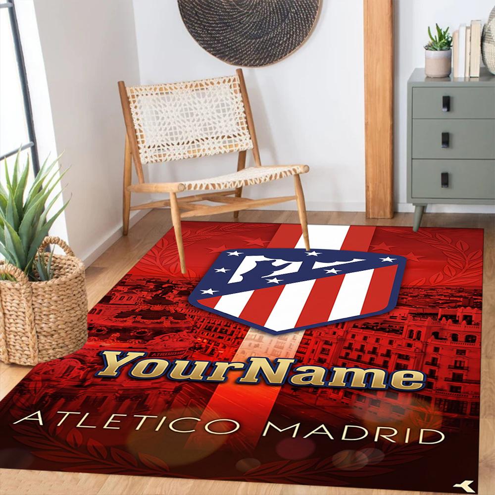 Atletico Madrid Customize Text Carpet Perfect for Outdoor Hallway Game Room Dormitory Anti-slip Rug Decorate Offices