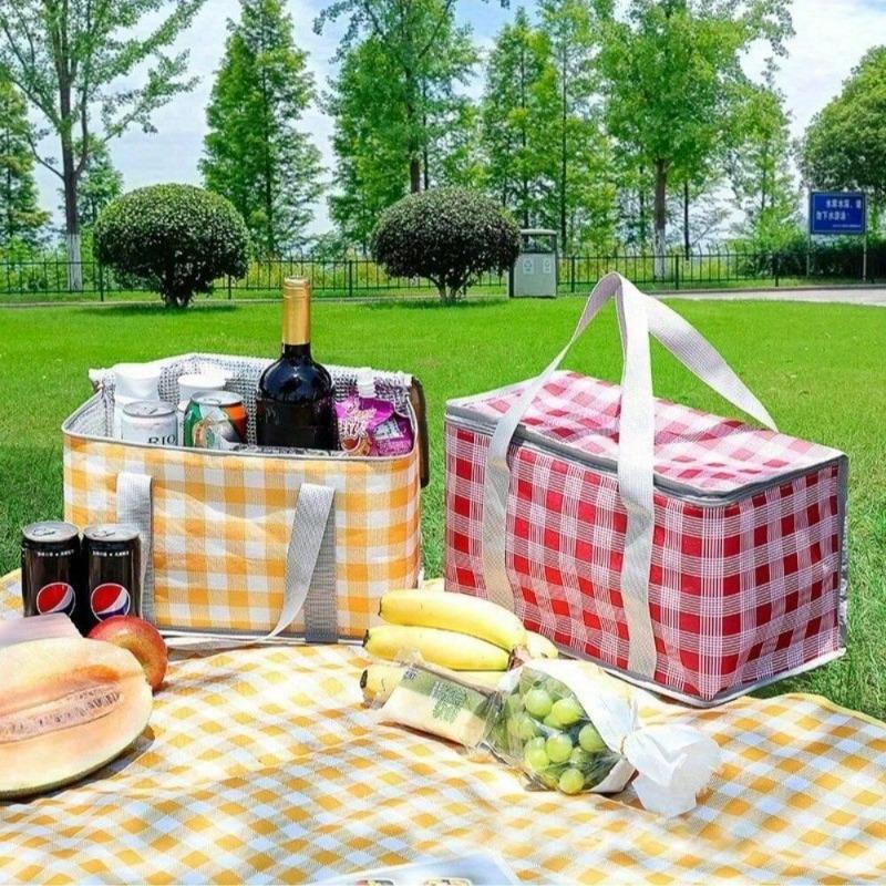 Foldable Waterproof Insulated Picnic Basket for Camping and Beach Trips with Portable Lunch Storage and Thermal Cooler Box