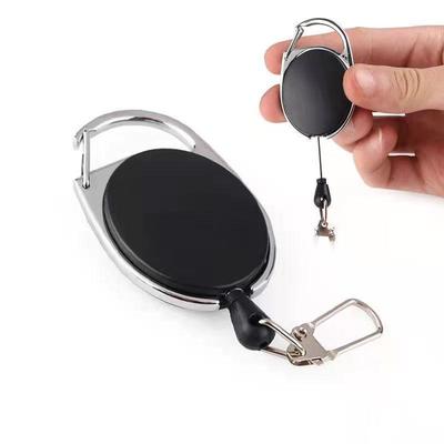 4Pcs Retractable Badge Scroll ID Badge Holder Fly Fishing Retractor Tools Elastic Key Chain Extractor Keeper Hiking Buckle Key
