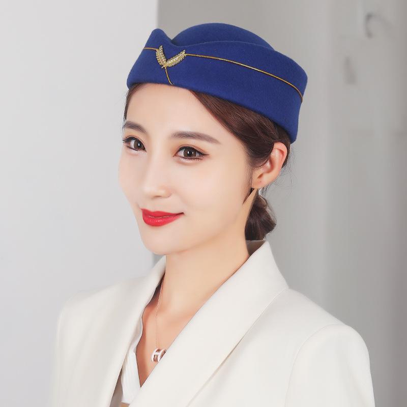 Women's Hat Ceremonial Guard Drum Team Performance Dance Hat Band Uniform Flight Attendant Beret