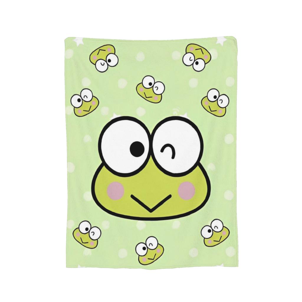 Keroppi Flannel Blankets Anime  Fashion Throw Blankets for Home 125*100cm Bedspread,