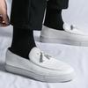Men's British Retro Tassel Leather Slip-On Loafers - Plus Size Casual Shoes